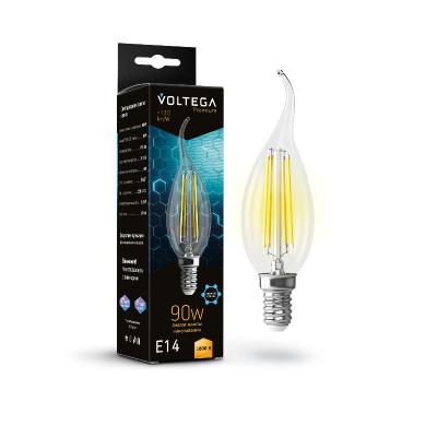 Лампа светодиодная филаментная Voltega E14 6W 3000K свеча на ветру прозрачная 7220