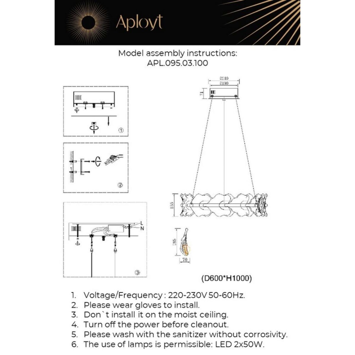 Подвесная люстра Aployt Fifi APL.095.03.100
