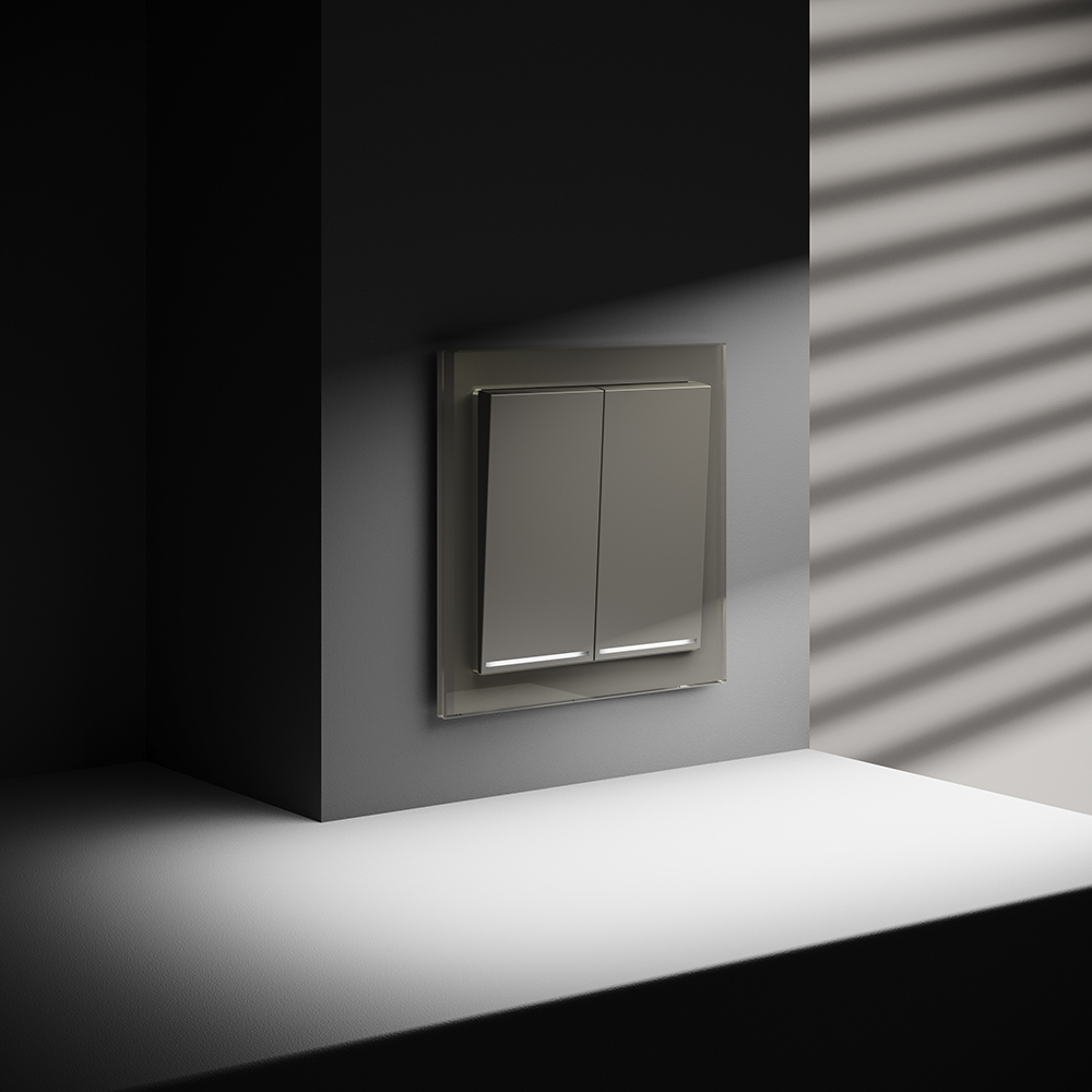 Выключатель двухклавишный с подсветкой Voltum S70 VLS020204