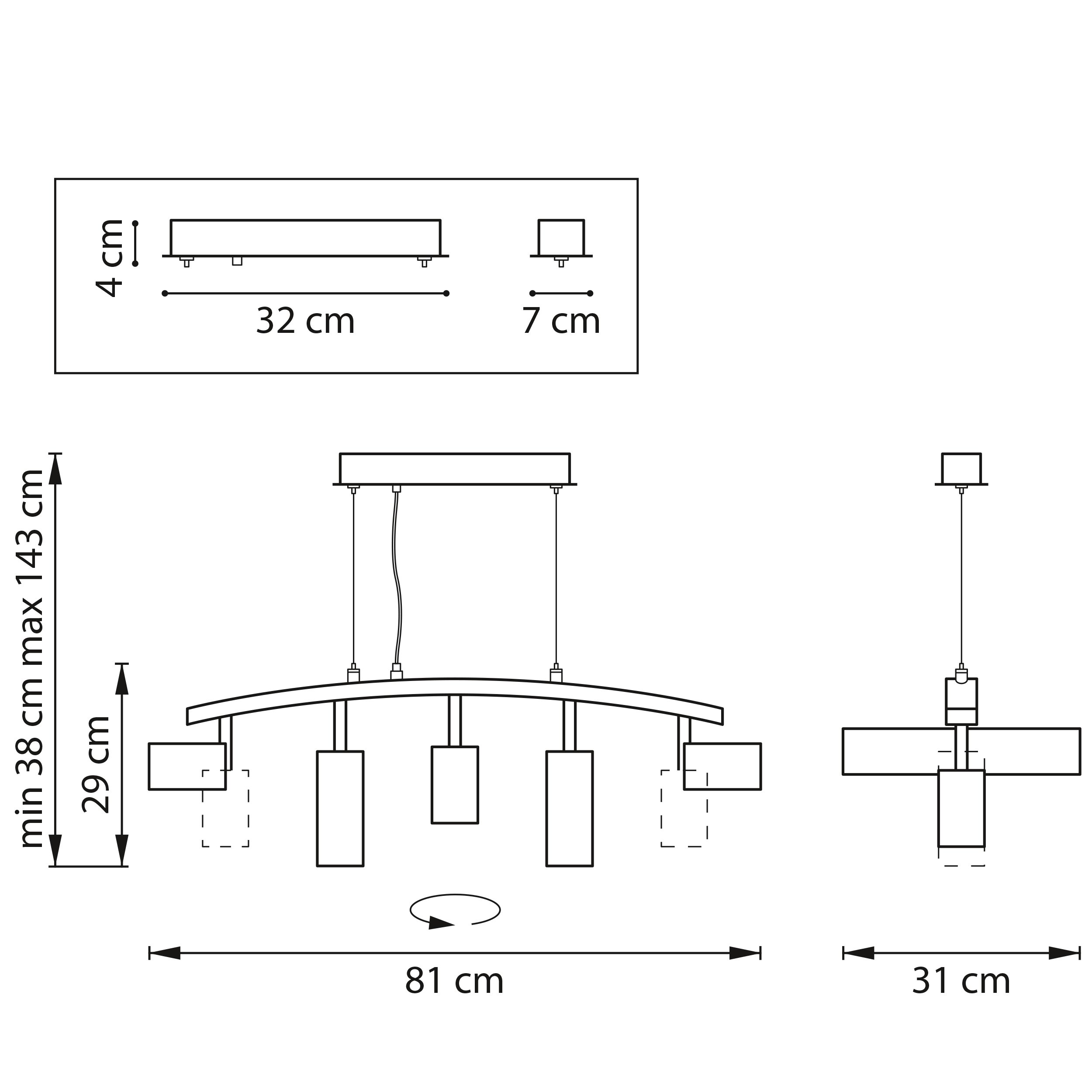 Подвесной светильник Lightstar Rullo LR735363872 (571735+214436-3+214487-2)