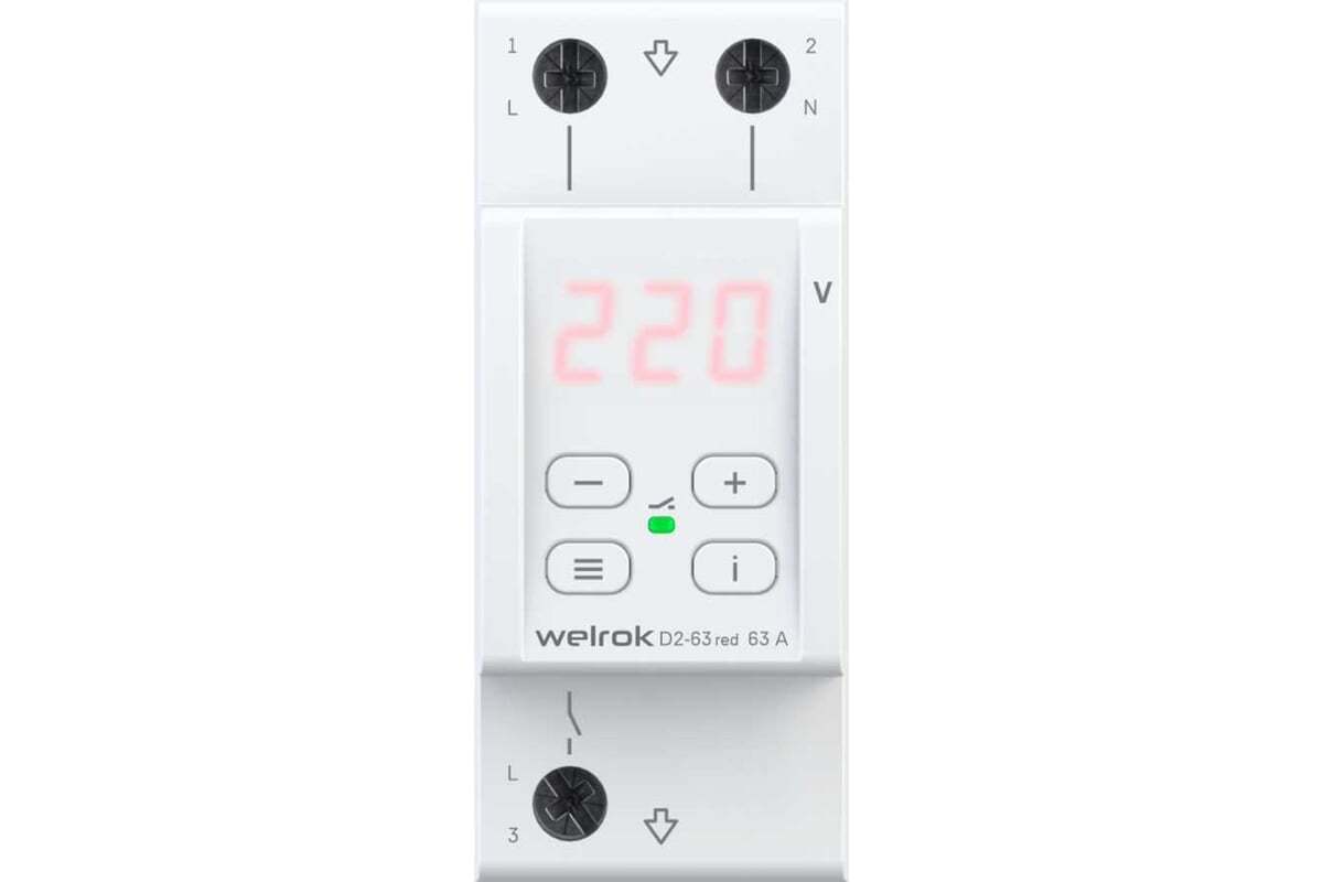 Реле напряжения 1ф D2-63 Red Welrok