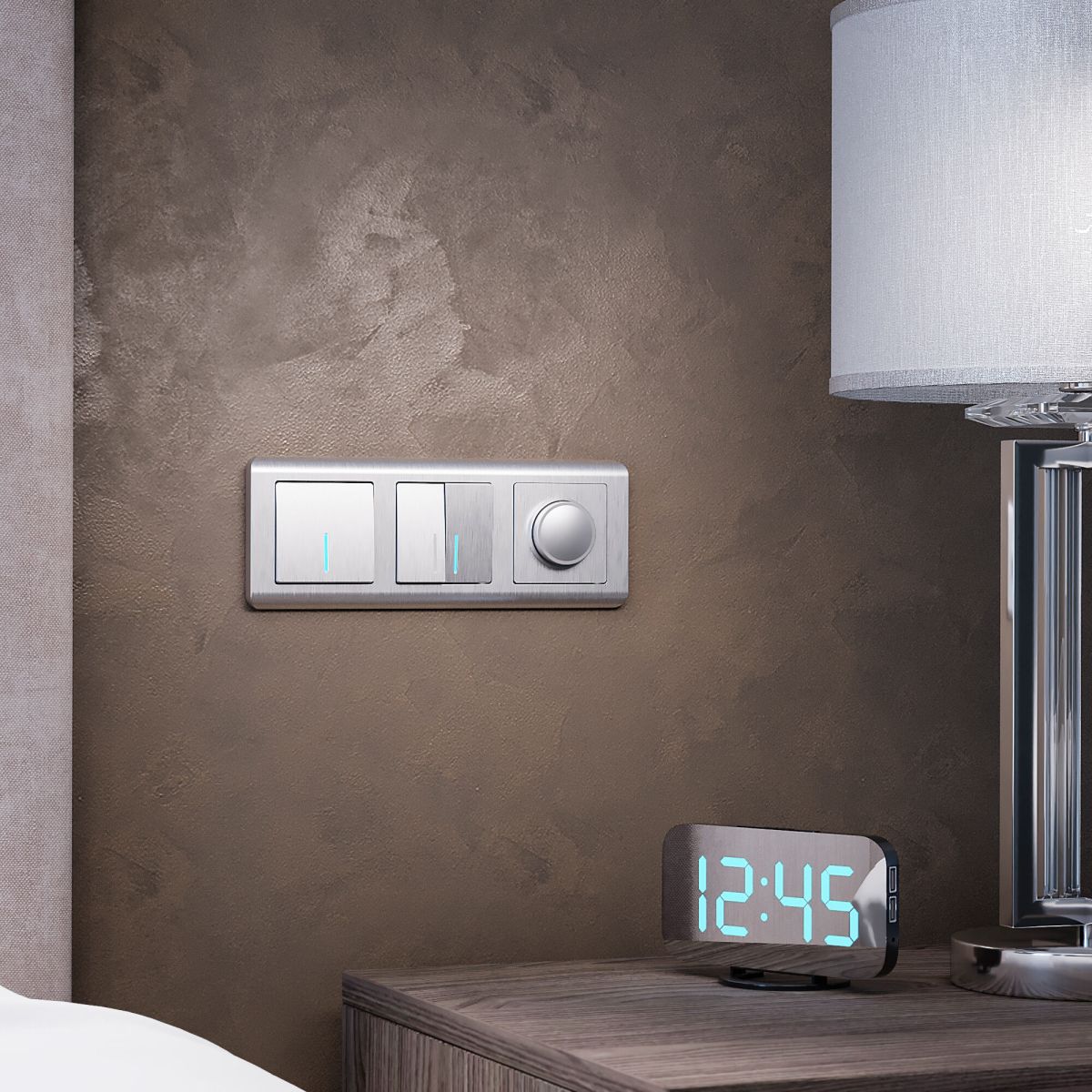 Выключатель одноклавишный с подсветкой Werkel (cеребряный рифленый) W1110109 4690389157578 a050902