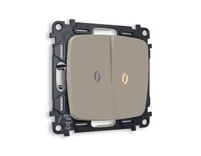 Комплект механизма 2-кл проходного выключателя с подсветкой Ambrella Volt Omega MO364030
