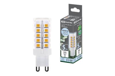 Лампа светодиодная TDM Electric G9 5W 4000K прозрачная SQ0340-0223