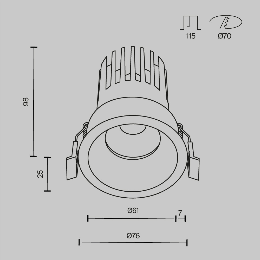 Встраиваемый светильник Maytoni Technical Dip DL117-15W-3K-B