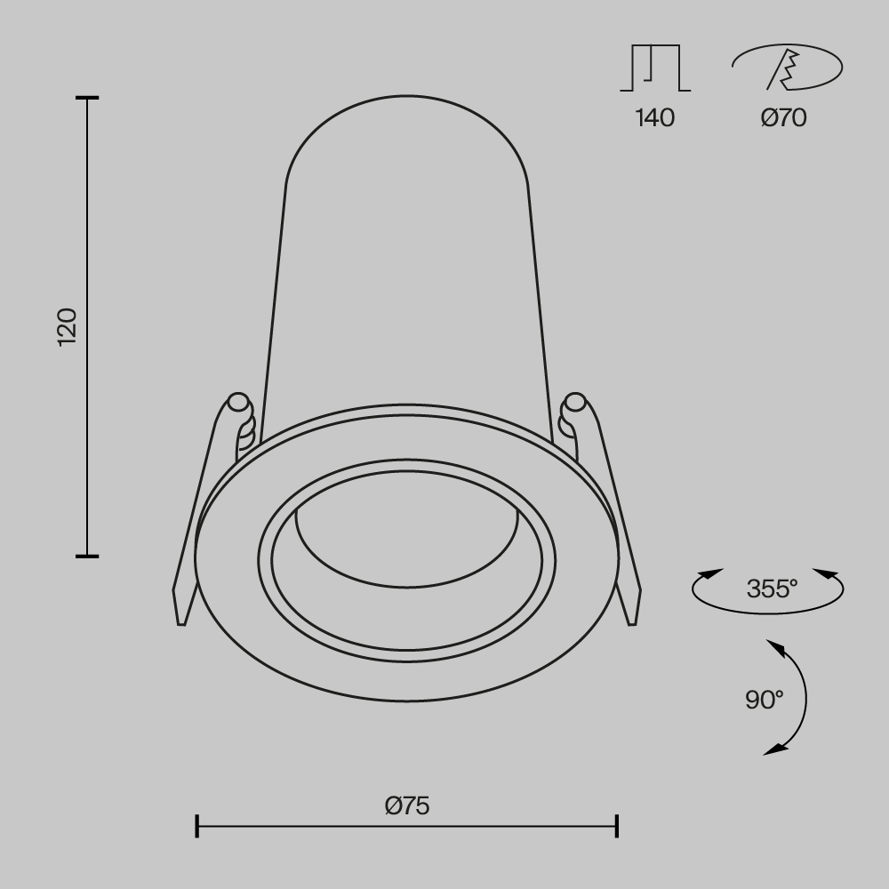 Встраиваемый спот Maytoni Technical Focus Led Technical DL125-L12-4K-B
