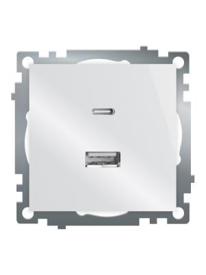 Розетка 2-местная USB + type C Stekker Катрин GLS10-7116-01 50051