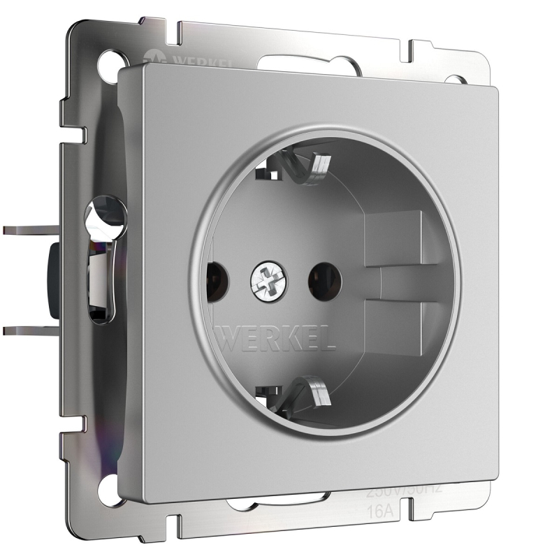 Розетка с заземлением Werkel серебряный W1171006 4690389157707 a050881