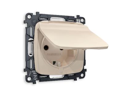 Комплект механизма розетки с/з со шторками и крышкой Ambrella Volt Omega MO328010