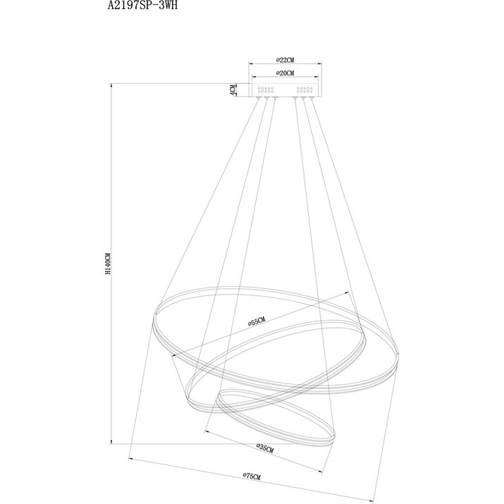 Подвесной светильник Arte Lamp Frodo A2197SP-3WH