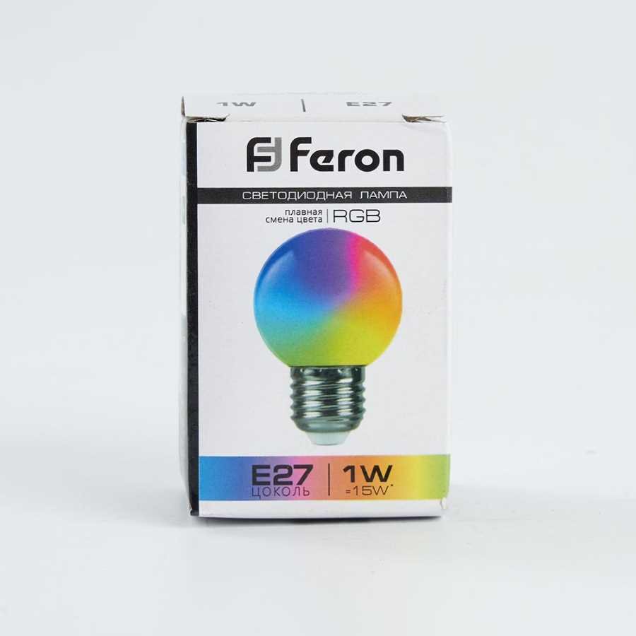Лампа светодиодная Feron E27 1W RGB матовая LB-37 38116