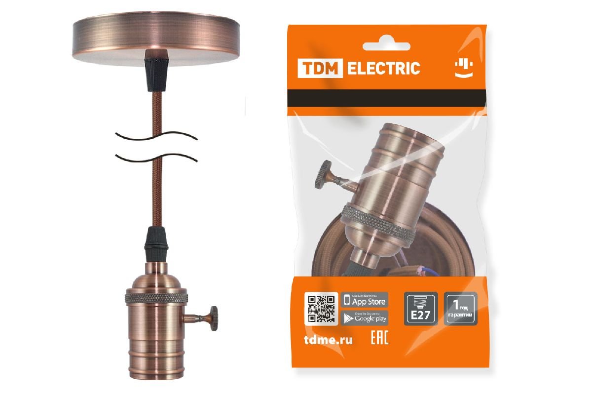 Патрон с кабелем TDM Electric Лофт SQ0335-0075