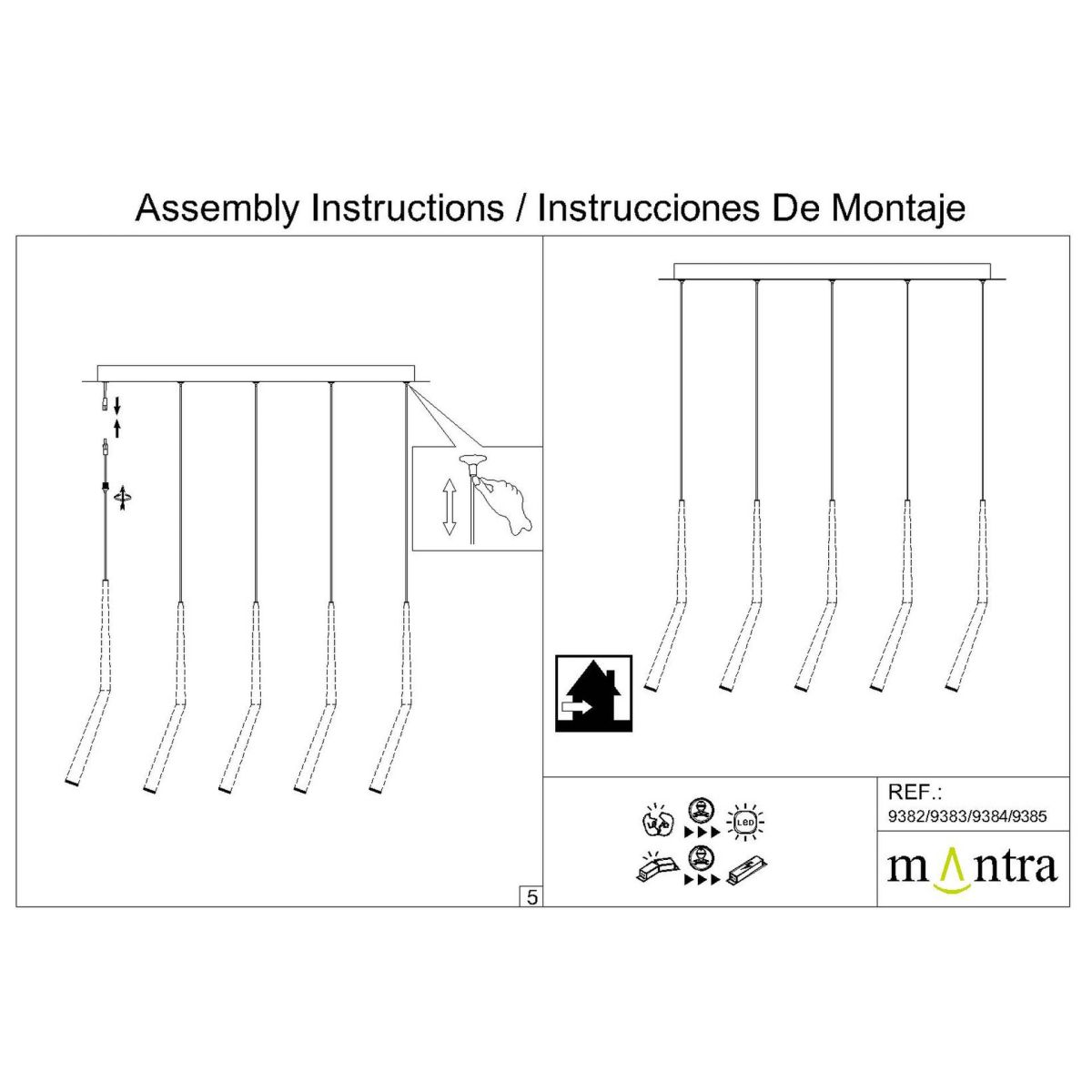 Подвесная люстра Mantra Arrecife 9385+9220 (5L)