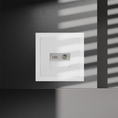 Розетка телевизионная встраиваемая Voltum S70 TV+RJ45 кат. 6, (белый матовый) VLS060702