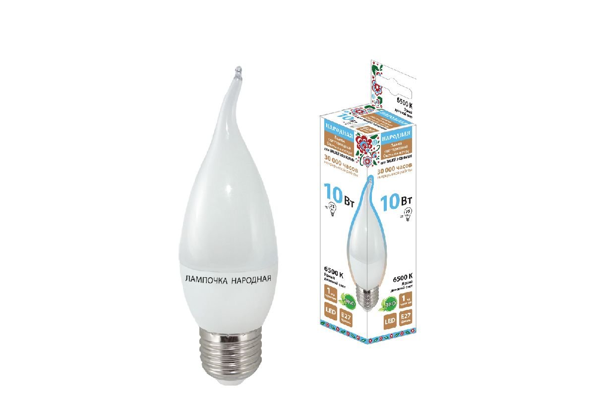 Лампа светодиодная TDM Electric Народная E27 10W 6500K матовая SQ0340-1603