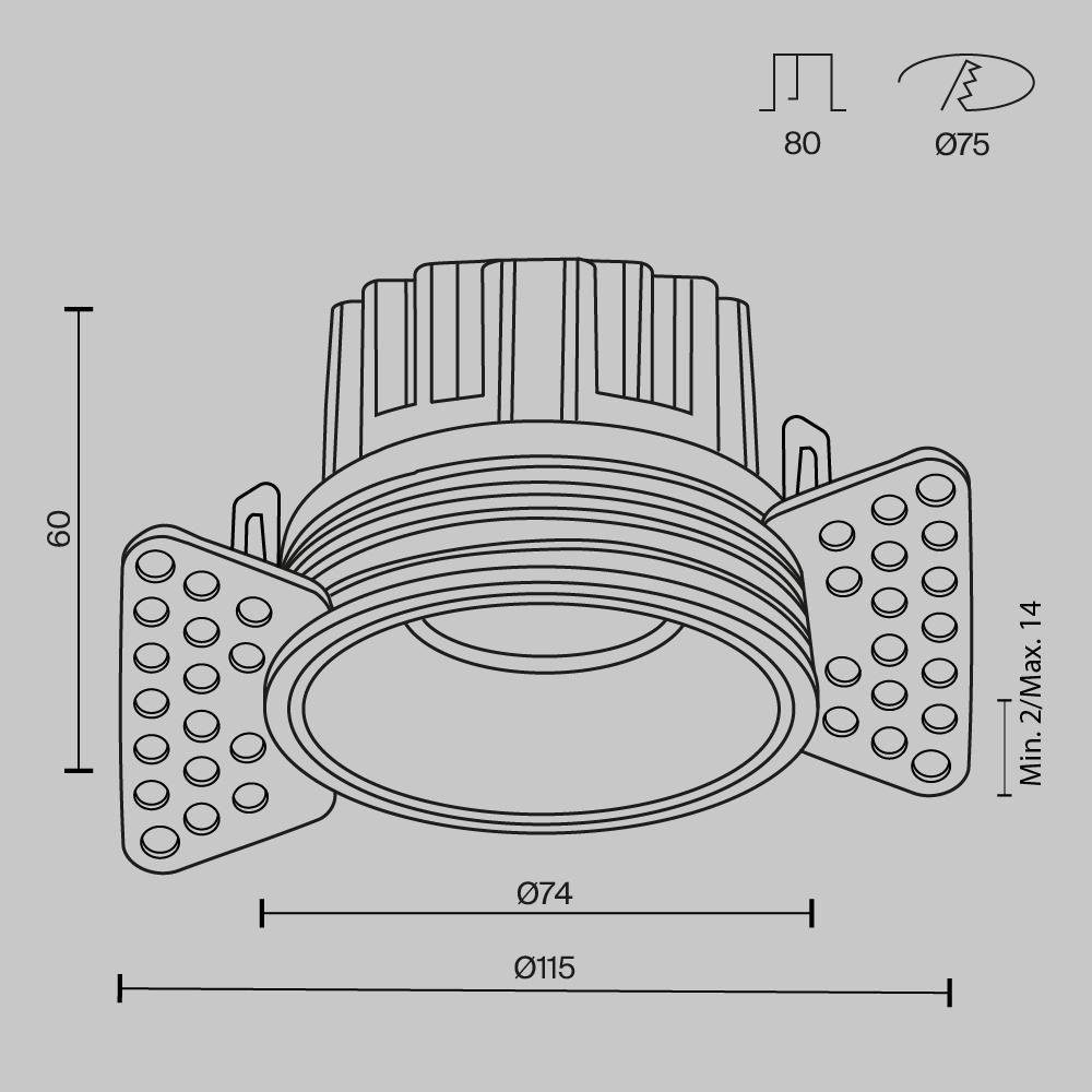 Встраиваемый светодиодный светильник Maytoni Round DL058-12W4K-TRS-W