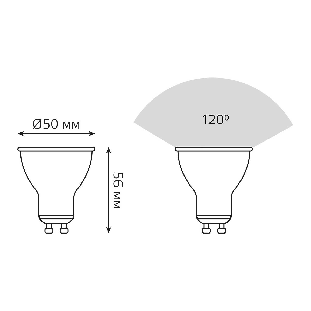 Лампа cветодиодная Gauss GU10 5.5W 3000K матовая 13616