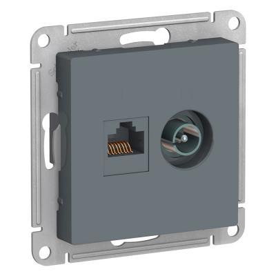 Розетка двойная комп+ТВ, RJ45+TV, кат.5E Systeme Electric AtlasDesign Грифель ATN000789