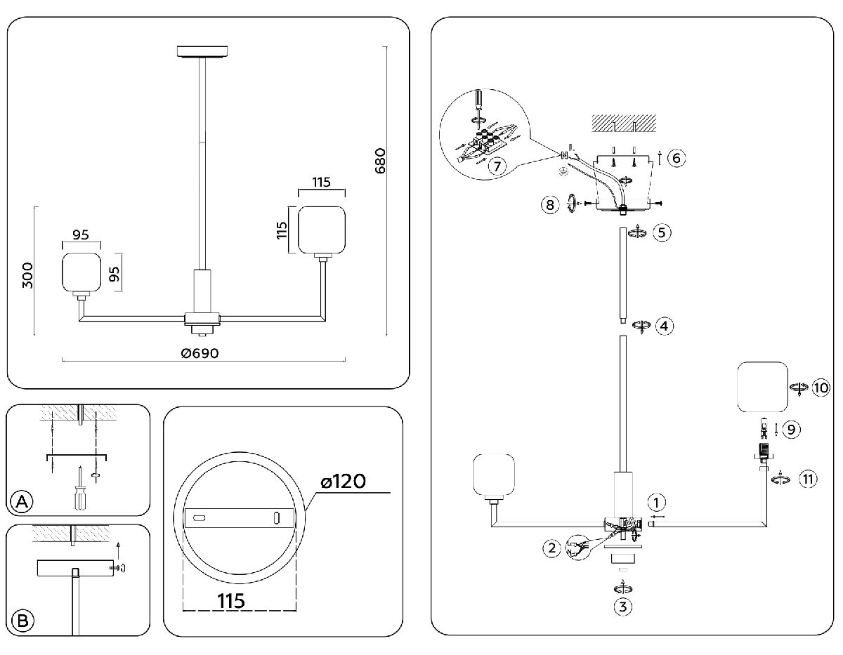 Люстра на штанге Ambrella Light High Light LH53015