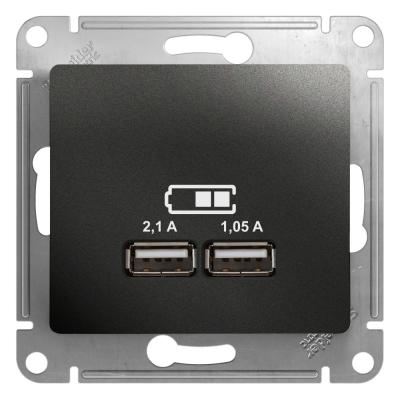Розетка USB 5В/2,1А, 2х5В/1,05А Systeme Electric Glossa Антрацит GSL000733