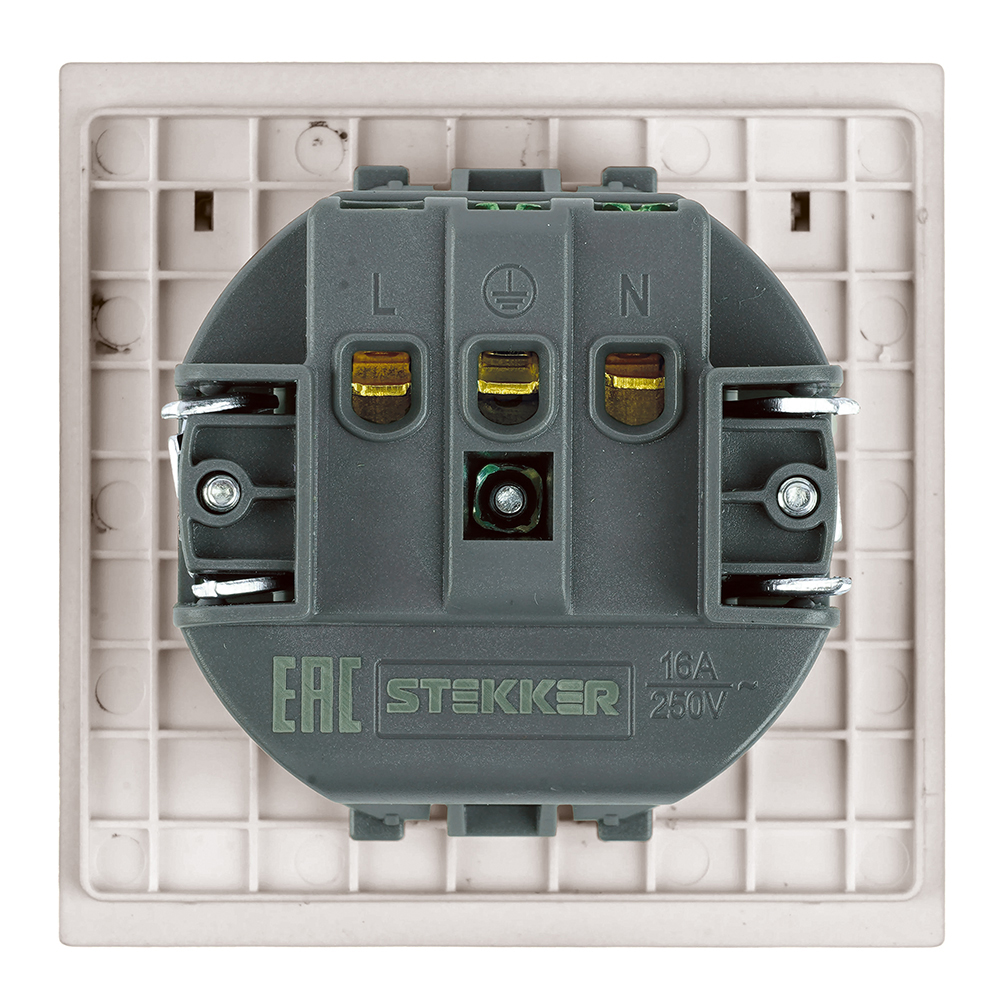 Розетка 1-местная Stekker 250В 16А Мия RST16-3112-08 50485