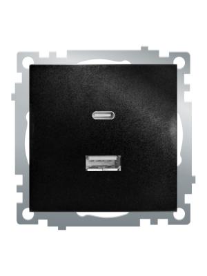 Розетка 2-местная USB + type C Stekker Катрин GLS10-7116-05 50055