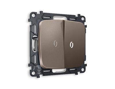 Комплект механизма 2-кл проходного выключателя с подсветкой Ambrella Volt Omega MO634035
