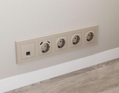 Комплект мех-ма компьютерной розетки RJ-45 экранированной с автоматической защитной шторкой Alfa Серо-бежевый матовый Quant Ambrella Volt MA372005 (AP3720, VM185)