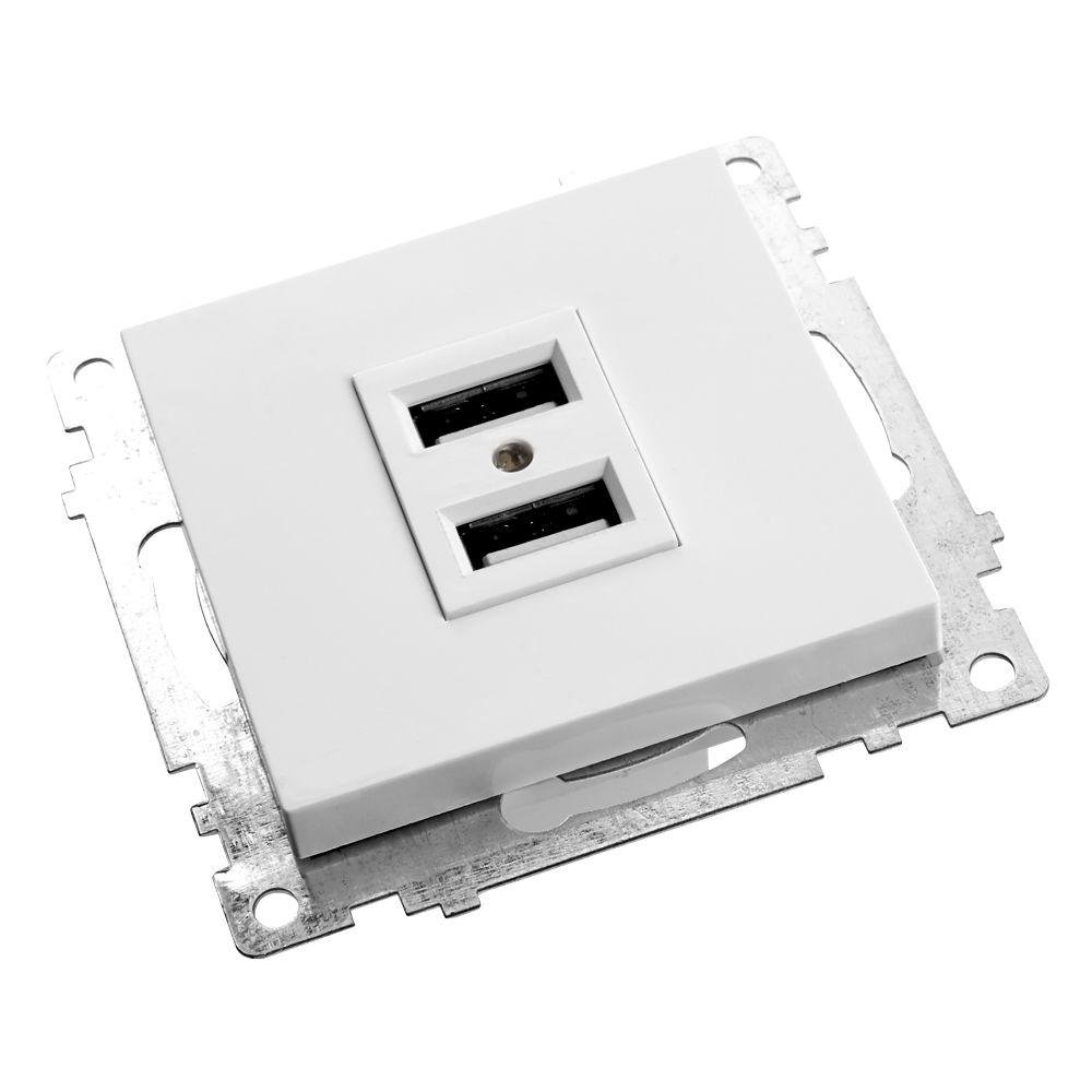 Розетка 2хUSB Stekker Катрин белый GLS10-7115-01 39686