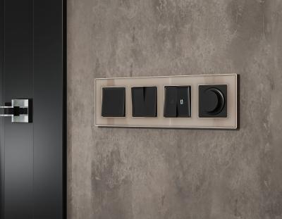 Комплект механизма 2-клавишного перекрестного выключателя 10A-250V Alfa Черный матовый Quant Ambrella Volt MA803030 (AP8030, VM125)