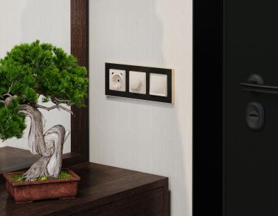 Комплект механизма терморегулятора с датчиком для теплого пола с подсветкой 16A-250V Alfa Бежевый глянец Quant Ambrella Volt MA305710 (AP3057, VM1381)