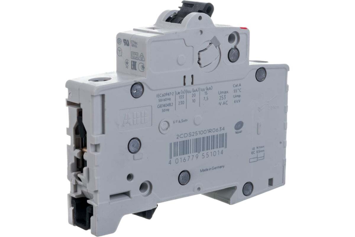 Автоматический выключатель ABB S201 1-полюсный C63 6кА