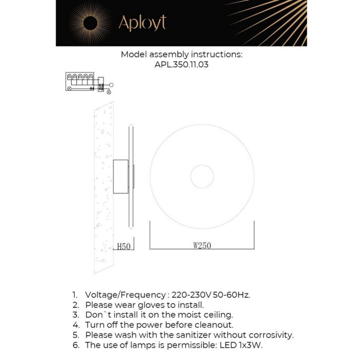 Настенный светильник Aployt Stusia APL.350.11.03
