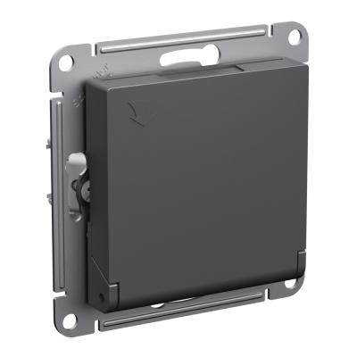 Розетка с/з со шторками с крышкой Systeme Electric AtlasDesign Базальт ATN001446