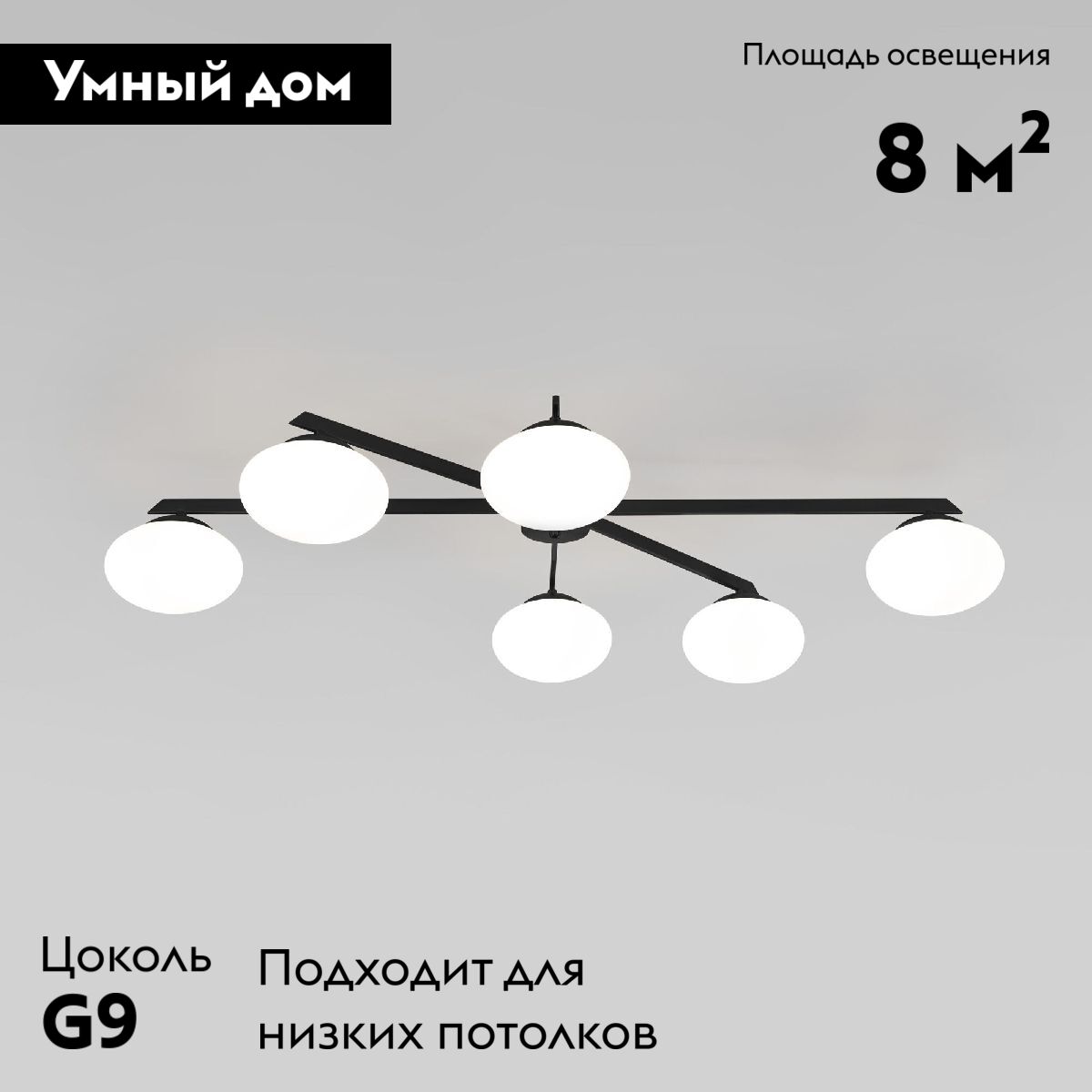 Потолочная люстра Eurosvet Opaline 70220/6 черный Smart a065765