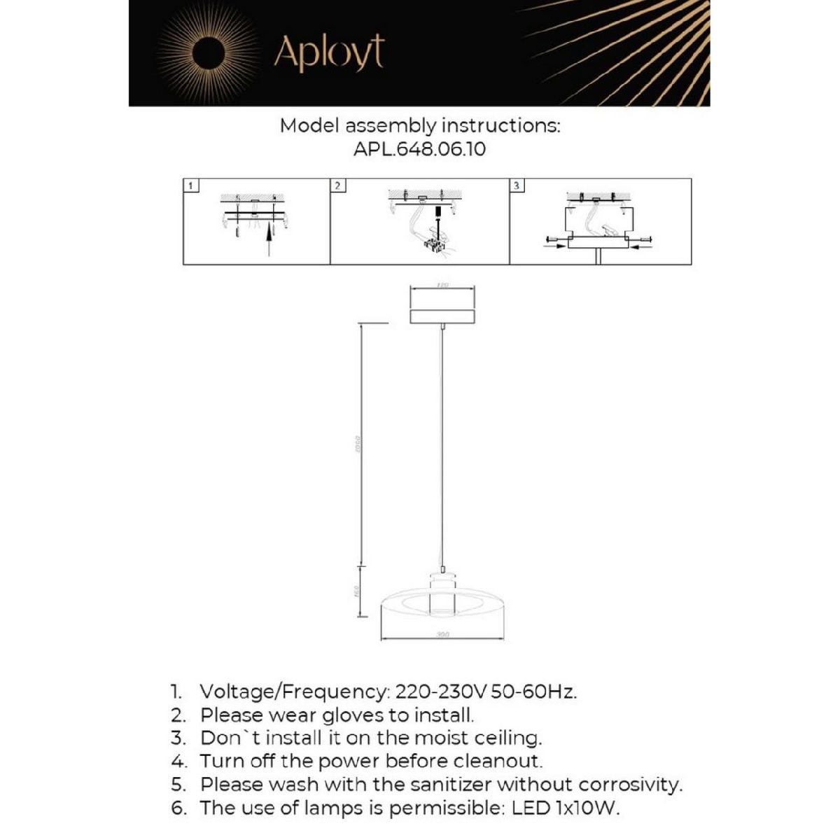 Подвесной светильник Aployt Stefa APL.648.06.10
