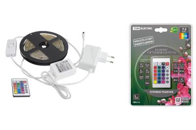 Светодиодная влагозащищенная лента TDM Electric 12В 5050 7,2Вт/м RGB 3м IP65 SQ0331-0236