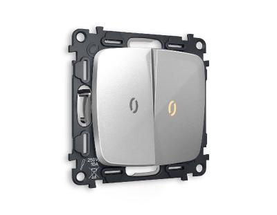 Комплект механизма 2-кл выключателя с подсветкой Ambrella Volt Omega MO404010
