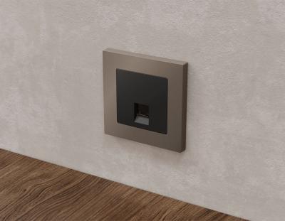 Комплект механизма компьютерной розетки RJ-45 экранированной с автоматической защитной шторкой Alfa Черный матовый Quant Ambrella Volt MA812005 (AP8120, VM185)