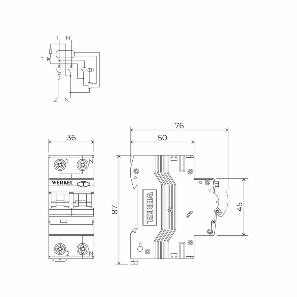 Дифференциальный автомат Werkel 1P+N 16A 30mА 6kА АC W922P166 4690389193224