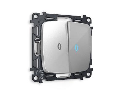 Комплект механизма 2-кл проходного выключателя с подсветкой Ambrella Volt Omega MO404040