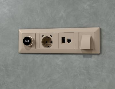 Комплект механизма розетки компьютерной + TV оконечной RJ-45 с автоматической защитной шторкой Alfa Серо-бежевый матовый Ambrella Volt MA372510 (AP3725, VM195)