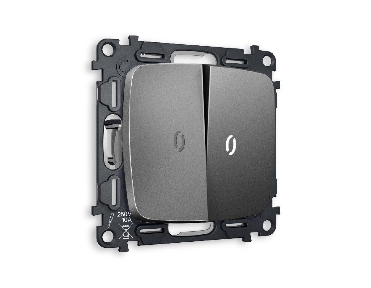 Комплект механизма 2-кл выключателя с подсветкой Ambrella Volt Omega MO654015