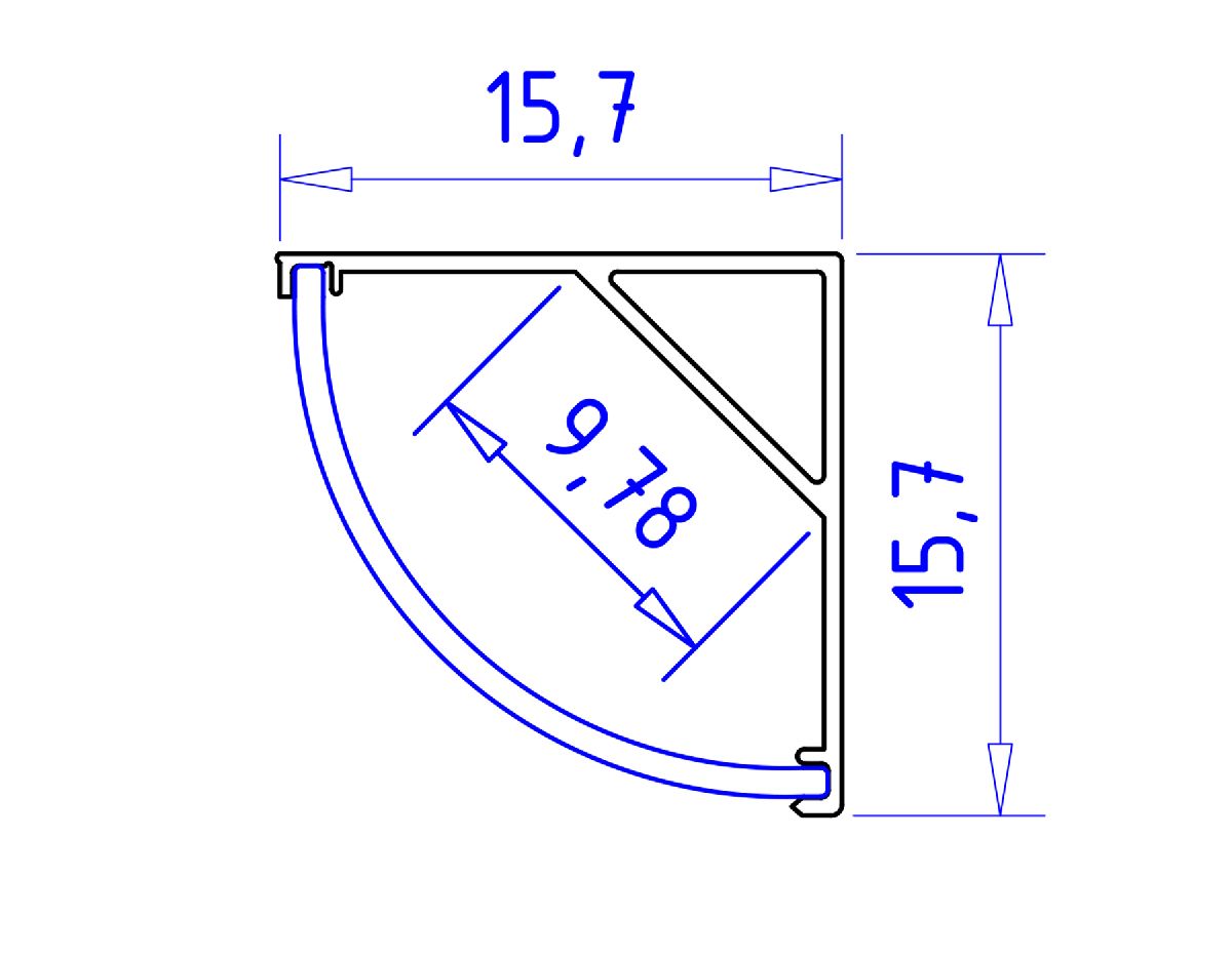 Алюминиевый угловой профиль Ambrella Light Alum Profile GP2100BK