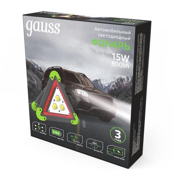 Автомобильный светодиодный фонарь Gauss аккумуляторный 180х200 800 лм GF802