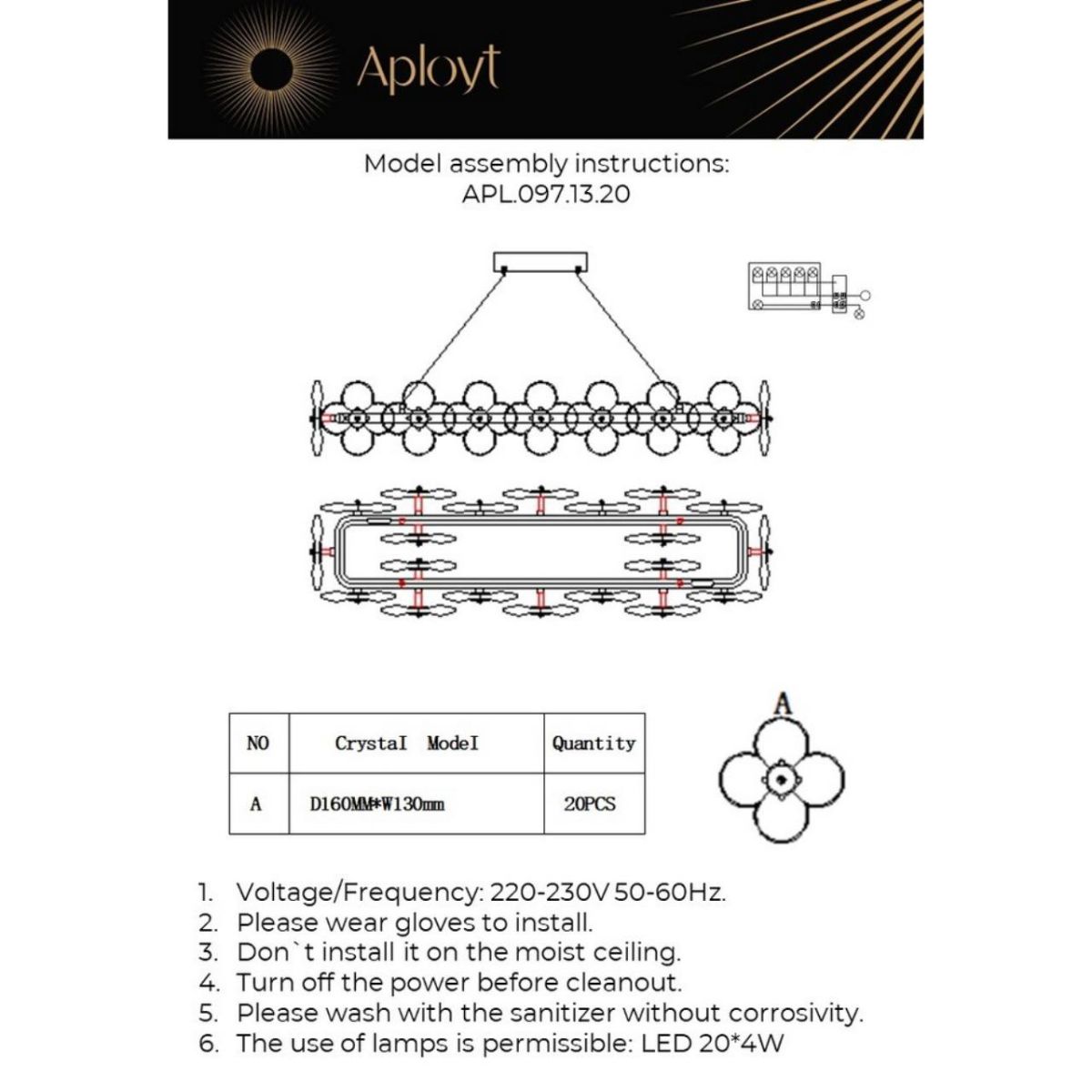 Подвесная люстра Aployt Alunia APL.097.13.20