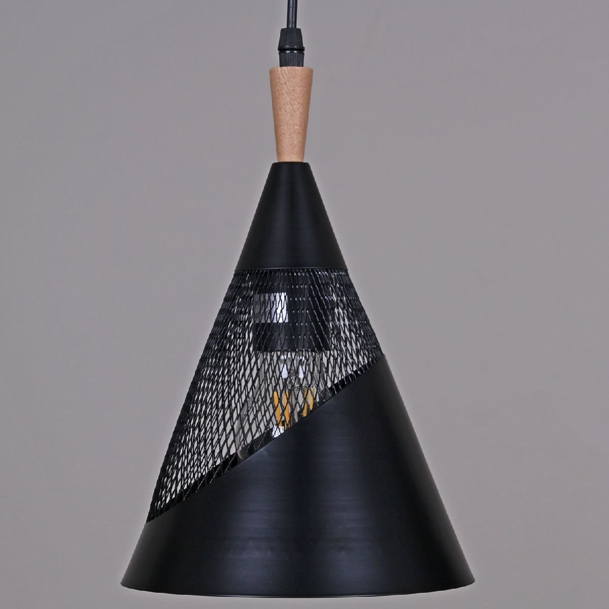 Подвесной светильник Reluce 03250-3.9-01 BK+WOOD
