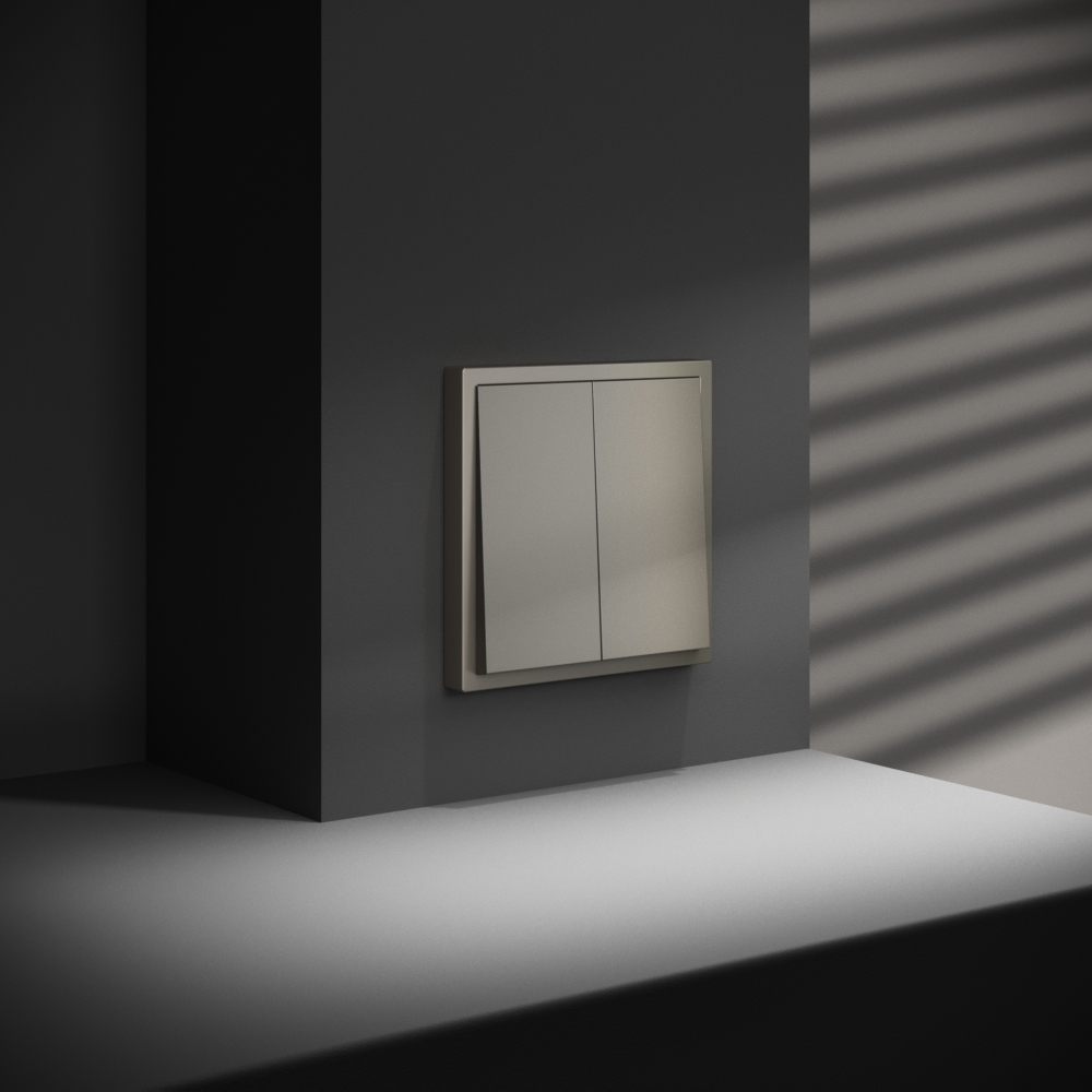 Перекрестный переключатель встраиваемый Voltum S70 двухклавишный 10А, (шелк) VLS020504