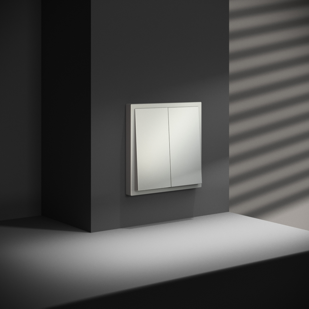 Перекрестный переключатель встраиваемый Voltum S70 двухклавишный 10А, (сталь) VLS020505