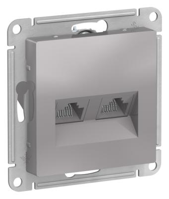 Розетка двойная компьютерная RJ45+RJ45, кат.5E, механизм Systeme Electric AtlasDesign Алюминий ATN000385